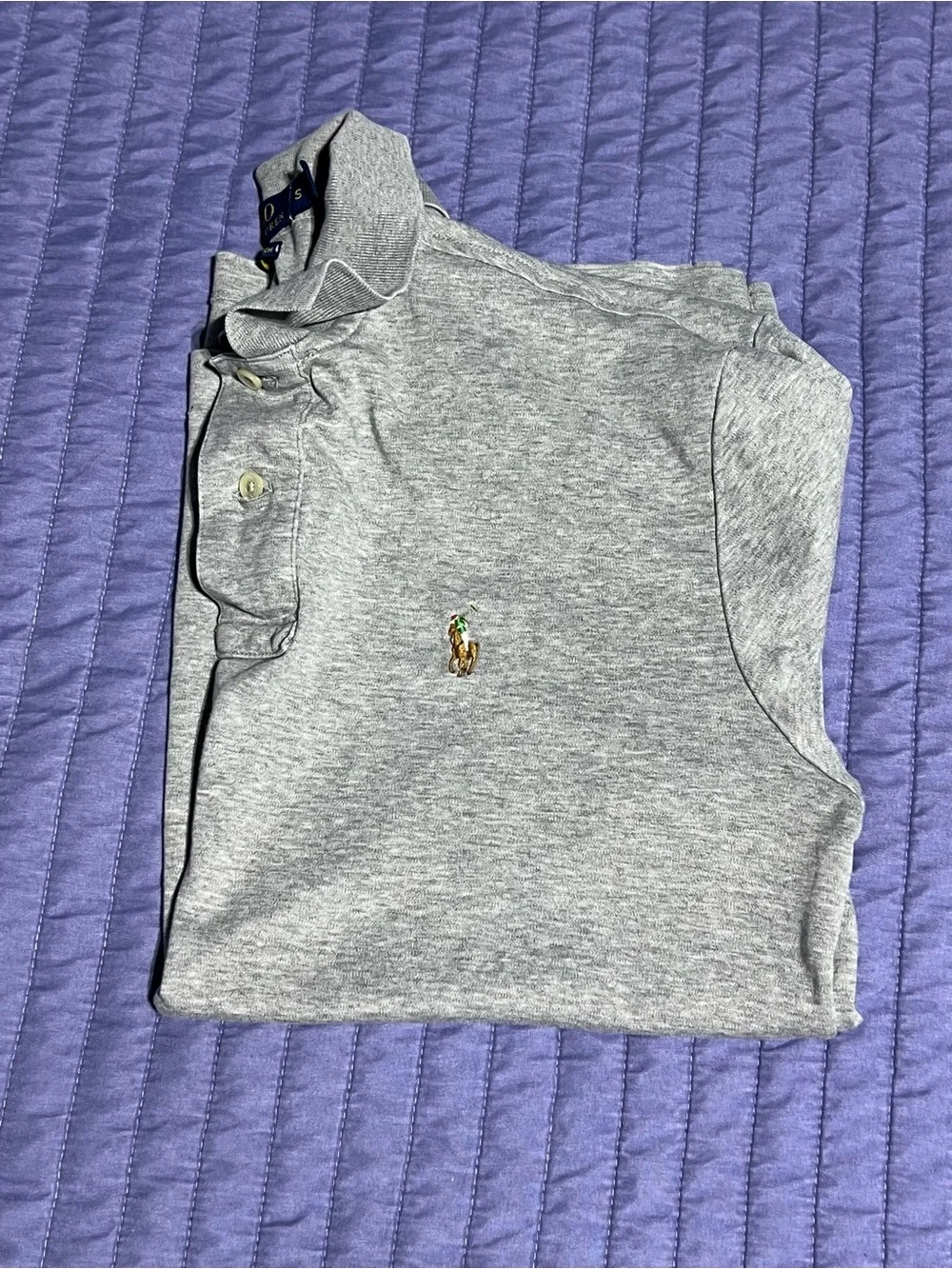 Ralph Lauren Kids Heather Gray Polo with Embroidered Pony